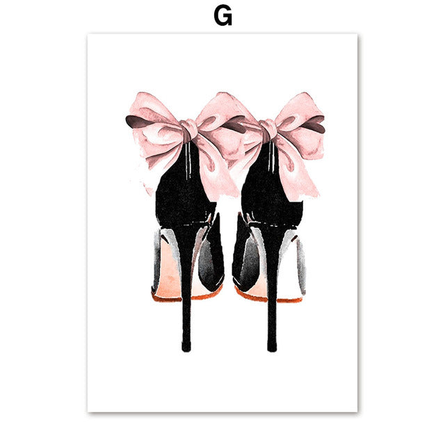 Elegant Girl Perfume Lipstick High Heels Canvas Prints | Minimalist No ...