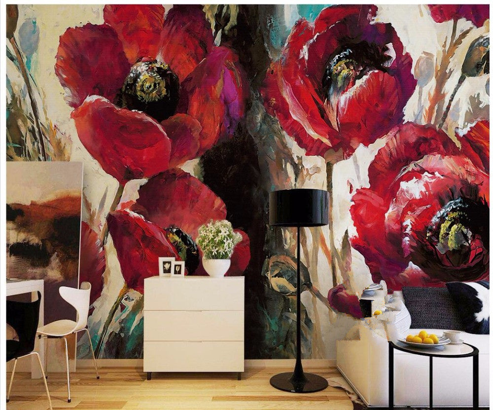 Giant Red Poppies Wall Mural (SqM)