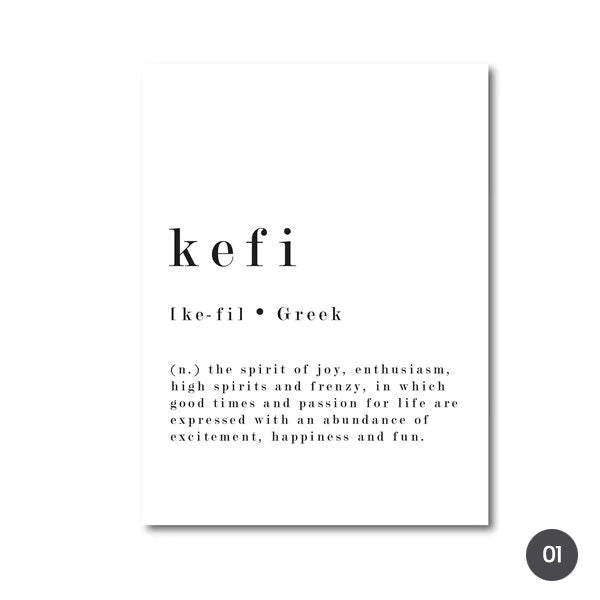 Greek Alphabet Words Phrases Canvas Prints | Daily Happiness Inspiration Posters For Living Room Bedroom Home Office Art Decor