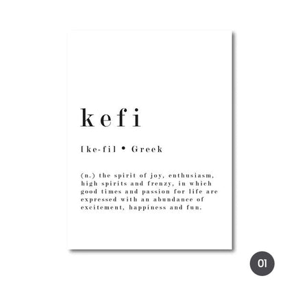 Greek Alphabet Words Phrases Canvas Prints | Daily Happiness Inspiration Posters For Living Room Bedroom Home Office Art Decor