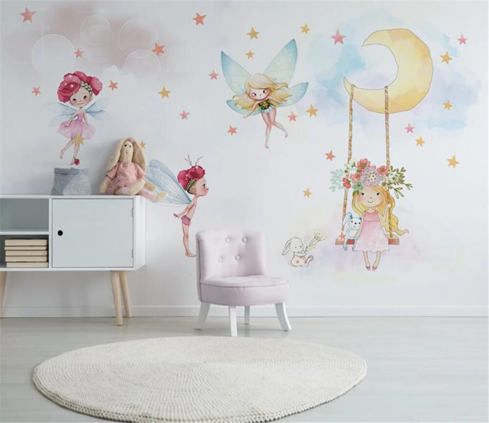 Cute Fairies Girls Mural Wallpaper (SqM)