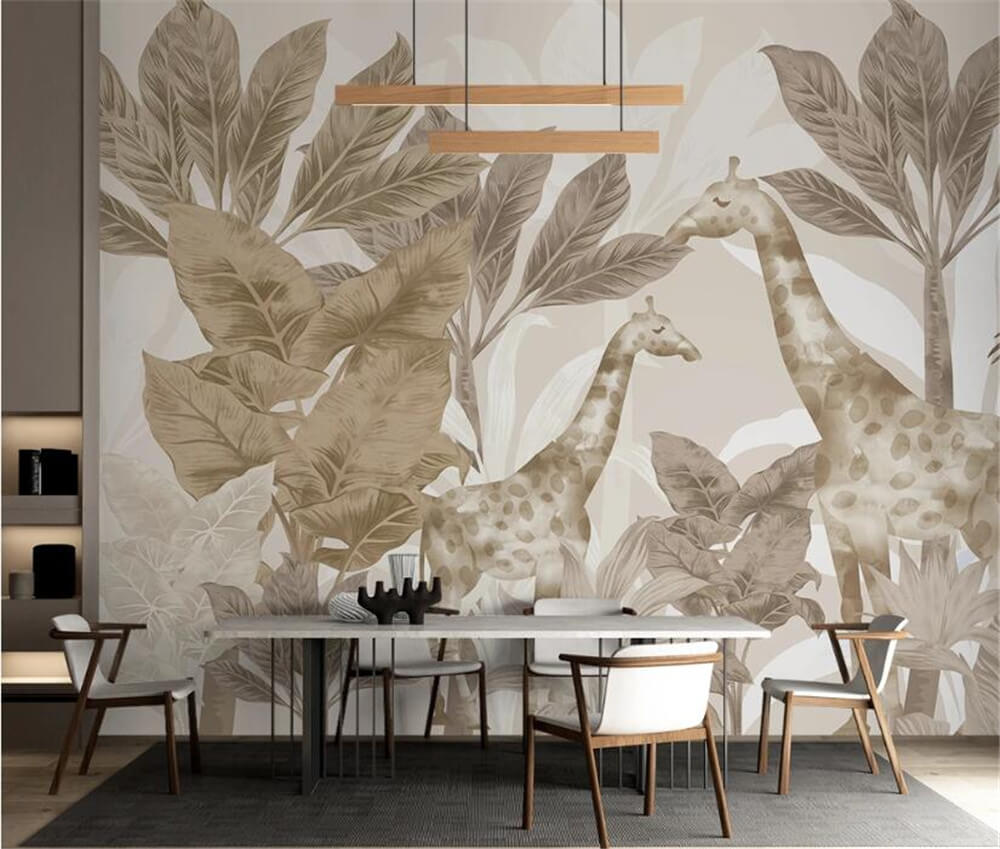 Giraffes Neutral Mural Wallpaper (SqM)