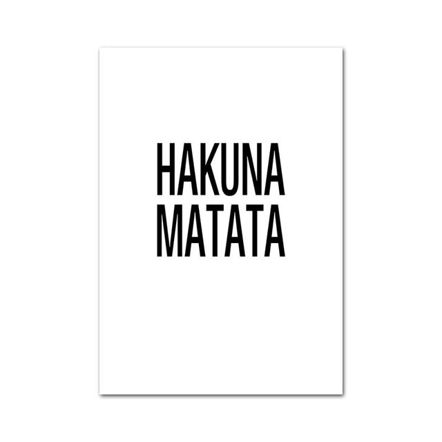 Hakuna Matata Quotes Giraffe Minimalist Canvas Prints | Inspirational Animal Poster For Modern Loft Bedroom Kids Room Décor
