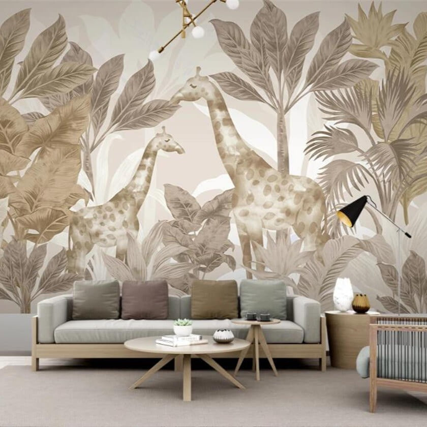 Giraffes Neutral Mural Wallpaper (SqM)