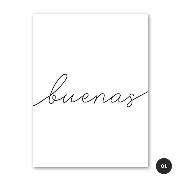 Inspirational Spanish Words Canvas Prints | Buenas Noches Quotation Poster For Bedroom Living Room Cafe Kitchen Decor