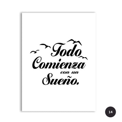 Inspirational Spanish Words Canvas Prints | Buenas Noches Quotation Poster For Bedroom Living Room Cafe Kitchen Decor