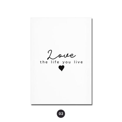 Inspirational Minimalist Black & White Canvas Print | Daily Mantra Love Quotation Wall Art For Living Room Bedroom Wall Decor
