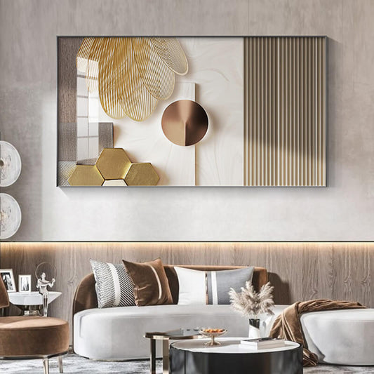 Luxury Abstract Gold Canvas Prints | Modern Minimalist Poster Geometric Pictures Nordic Art For Living Room Home Décor