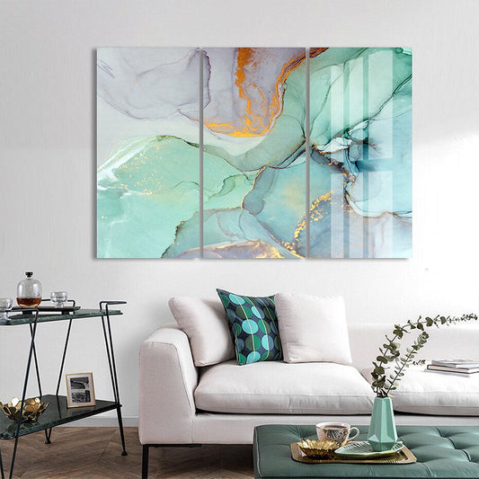 Liquid Teal Marble Canvas Print Wall Art Fine Art For Modern Living Room Bedroom Nordic Home Decor