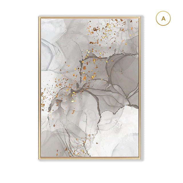 Gray Golden Marble Print Wall Art Fine Art Canvas Prints Modern Abstract For Luxury Living Room Dining Room Home Office Decor