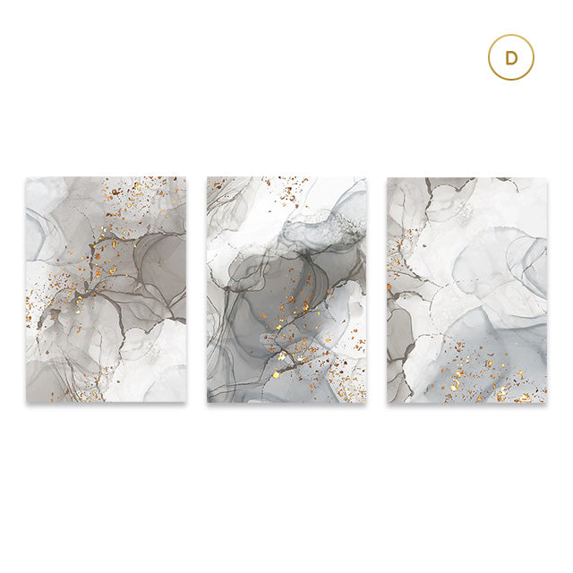 Gray Golden Marble Print Wall Art Fine Art Canvas Prints Modern Abstract For Luxury Living Room Dining Room Home Office Decor