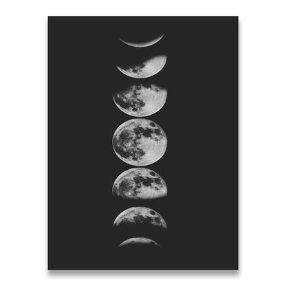 Minimalist Full Moon Canvas Print | Black and White Moon Phases Poster For Modern Living Room Bedroom Home Décor