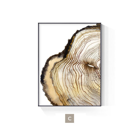 Minimalist Nordic Tree Rings Canvas Prints | White Brown Beige Wall Art For Living Room Dining Room Decor