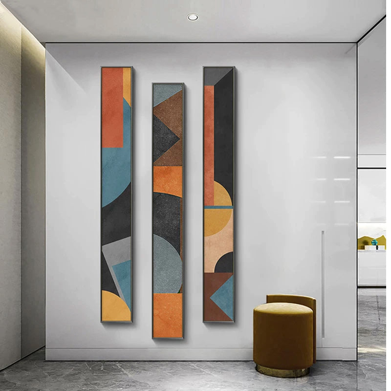 Abstract Vertical Color Block Canvas Prints | Slim Format Wall Art For Living Room Bedroom Home Office Decor