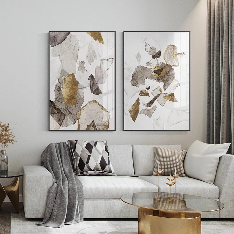 Rustic Golden Brown Upscale Canvas Prints | Modern Abstract Wall Art For Living Room Dining Room Nordic Home Interior Decor