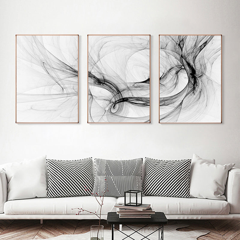 Minimalist Black White Ink Abstract Canvas Prints Wall Art For Luxury Loft Living Room Home Office Interior Decor