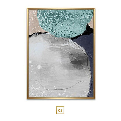 Modern Gray Jade Geomorphic Canvas Prints | Abstract Wall Art For Luxury Living Room Dining Room Bedroom Decor