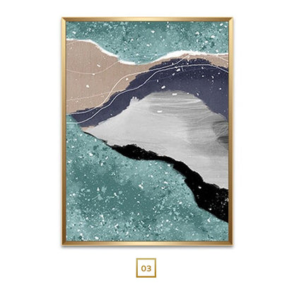 Modern Gray Jade Geomorphic Canvas Prints | Abstract Wall Art For Luxury Living Room Dining Room Bedroom Decor