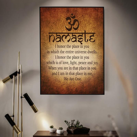 Namaste Buddhist Inspirational Quote Canvas Print | Motivational Spiritual Yoga Poster For Living Room Bedroom Office Home Décor