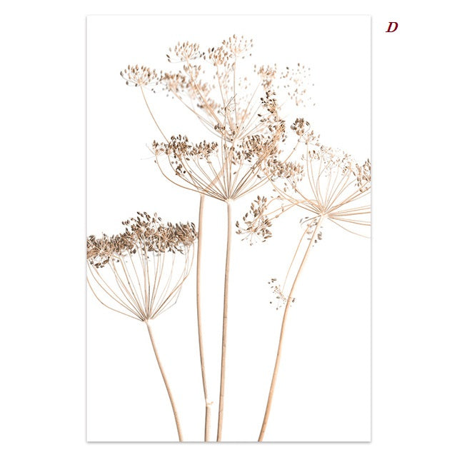 Nordic Farm Plants and Flowers Canvas Prints | Minimalist Monochrome Posters Vintage Botanical Wall Art For Living Room Modern Dining Room Décor