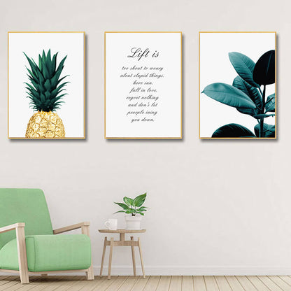 Minimalist Pineapple Fichus Life Quote Canvas Prints | Nordic Style Motivational Poster For Modern Living Room Bedroom Home Décor