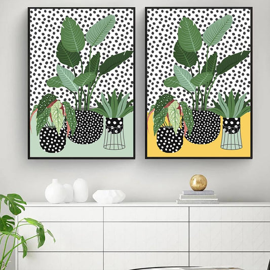 Minimalist Garden Plants in the Pot Canvas Prints | Nordic Wall Art Motivational Poster For Living Room Dining Room Kitchen Home Décor