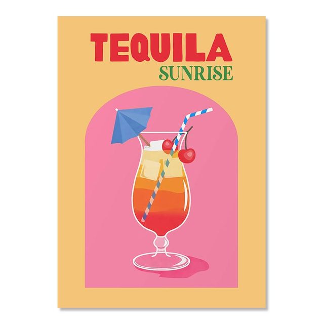 Vintage Colorful Cocktail Canvas Prints  Minimalist Nordic Tequila Ap –  DIVEROS