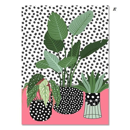 Minimalist Garden Plants in the Pot Canvas Prints | Nordic Wall Art Motivational Poster For Living Room Dining Room Kitchen Home Décor