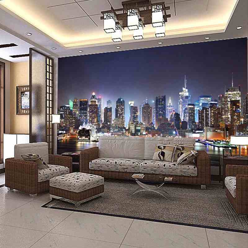 New York City Night Lights Photo Mural Wallpaper (SqM)