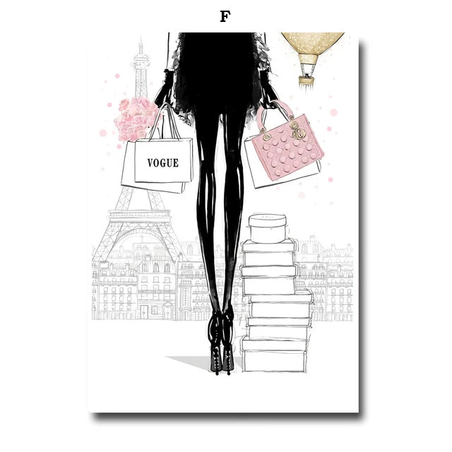New York Vogue Fashion Canvas Prints | Handbag & Heels Glamour Wall Art Boutique For Designer Home Décor