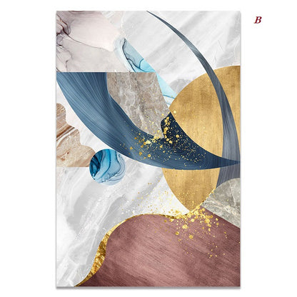Nordic Modern Geometric Gold Canvas Prints | Minimalist Abstract Large Wall Art For Living Room Bedroom Modern Office Décor