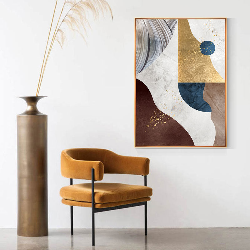 Nordic Modern Geometric Gold Canvas Prints | Minimalist Abstract Wall Art For Living Room Bedroom Modern Office Décor