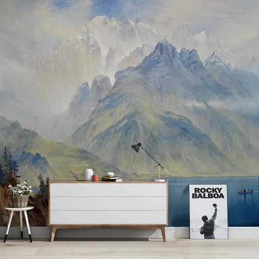 Nordic Abstract Misty Mountain Mural Wallpaper (SqM)