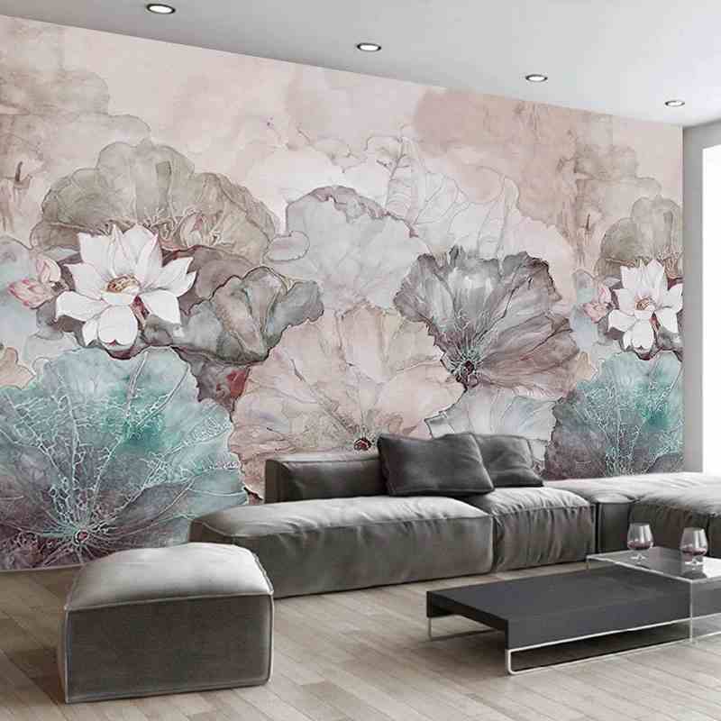 Pastel Lotus Mural Wallpaper (SqM)