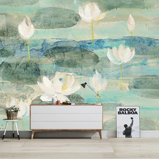 Pastel Lotus Watercolor Mural Wallpaper (SqM)
