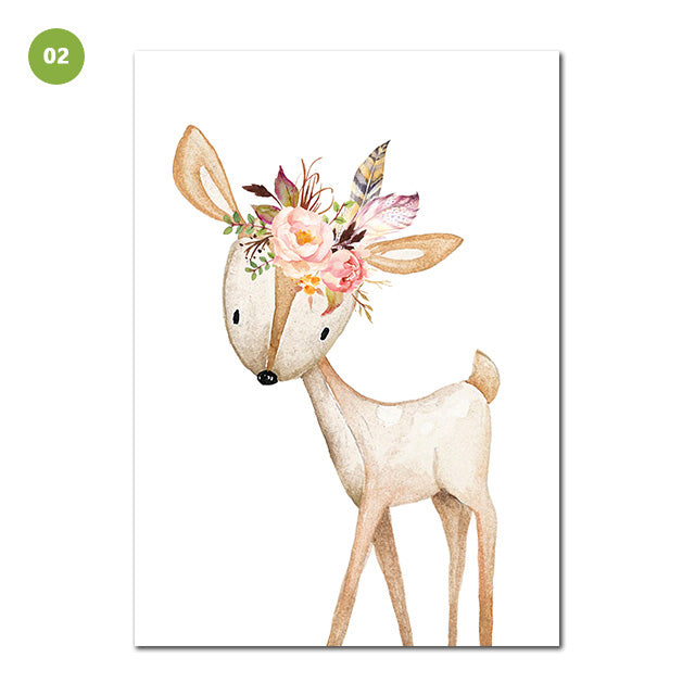 Woodland Animals Canvas Prints For Baby's Bedroom