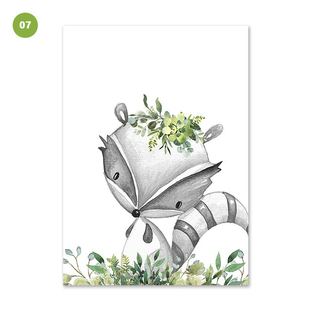 Woodland Animals Canvas Prints For Baby's Bedroom