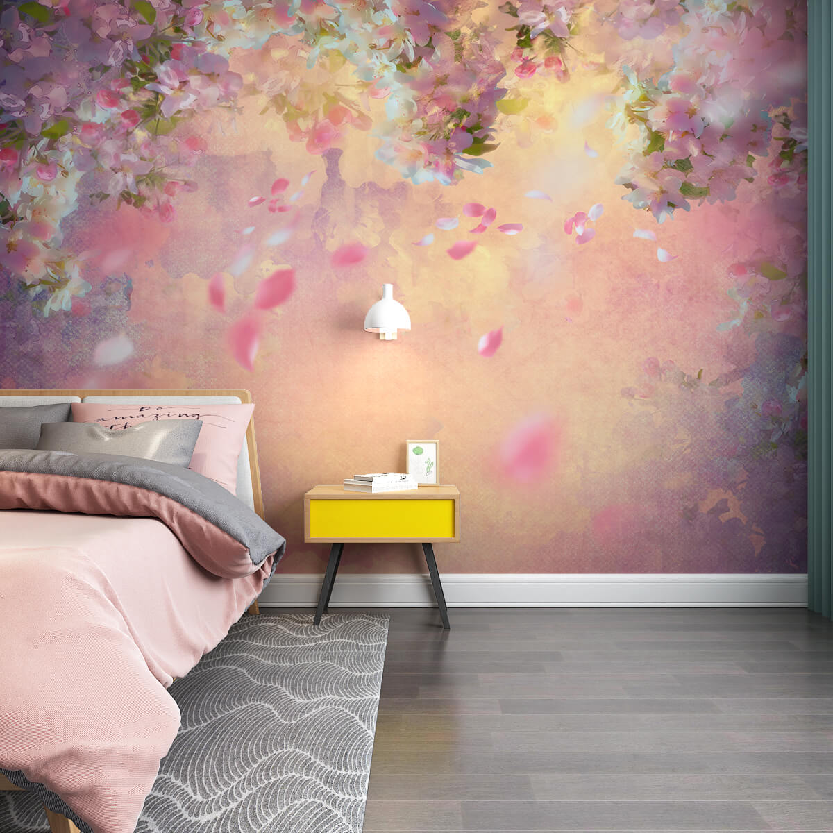 Pastel Pink Flowers Mural Wallpaper (SqM)