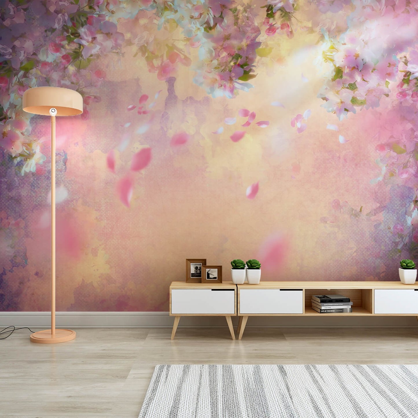 Pastel Pink Flowers Mural Wallpaper (SqM)