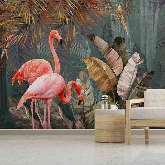 Retro Pink Flamingo Mural Wallpaper (SqM)