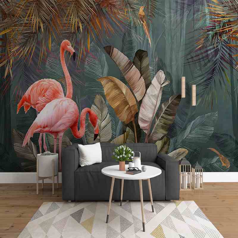 Retro Pink Flamingo Mural Wallpaper (SqM)