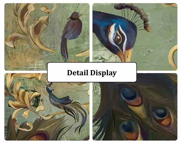 Retro Style Majestic Peacock Mural Wallpaper(SqM)