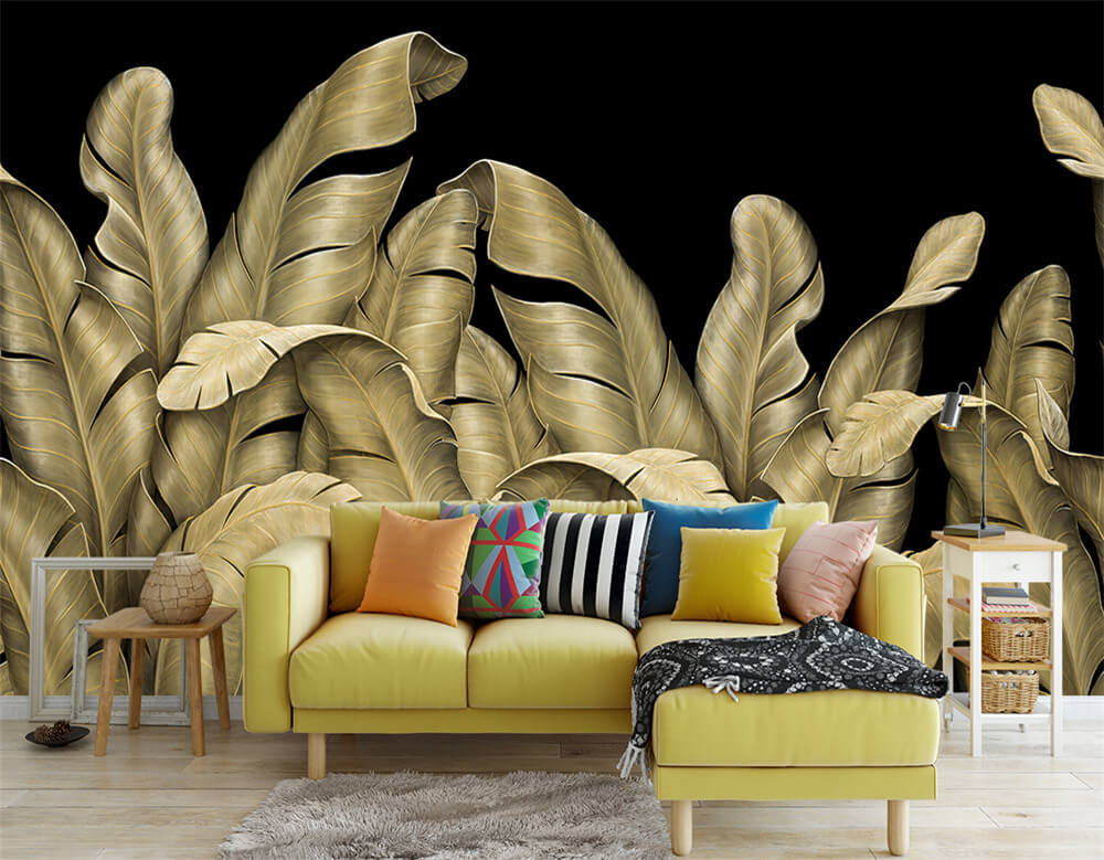Large Banana Leaves Dark Mural Wallpaper (SqM)