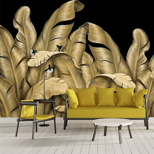 Large Banana Leaves Dark Mural Wallpaper (SqM)