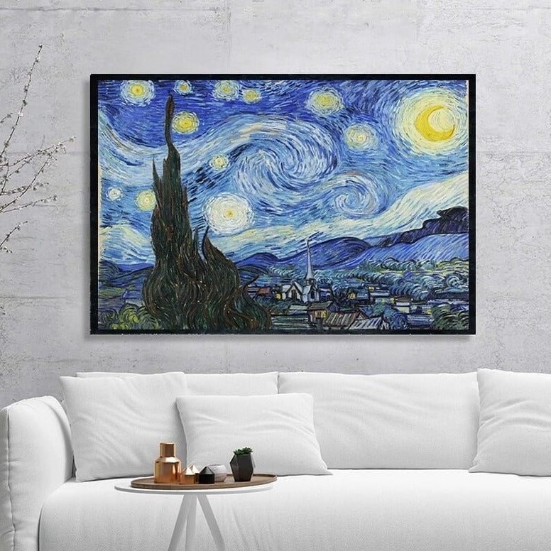 Starry Night Van Gogh Canvas Print | Famous Artist Impressionism Wall Art For Living Room Bedroom Home Décor