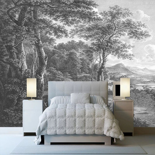 Black and White Forest Mural Wallpaper (SqM)