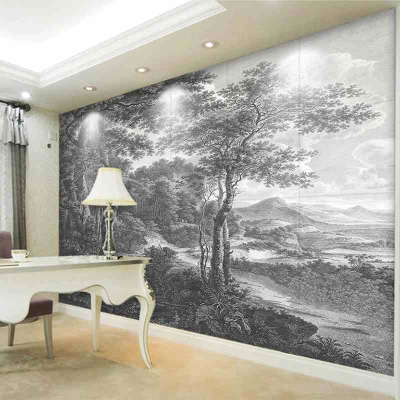 Black and White Forest Mural Wallpaper (SqM)