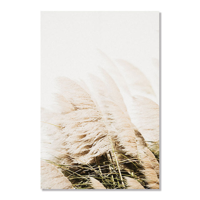 Yoga Namaste Pampas Grass Canvas Prints | Minimalist Inspirational Nordic Wall Art For Living Room Bedroom Yoga Salon Décor