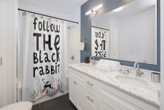 Follow the Black Rabbit Shower Curtains