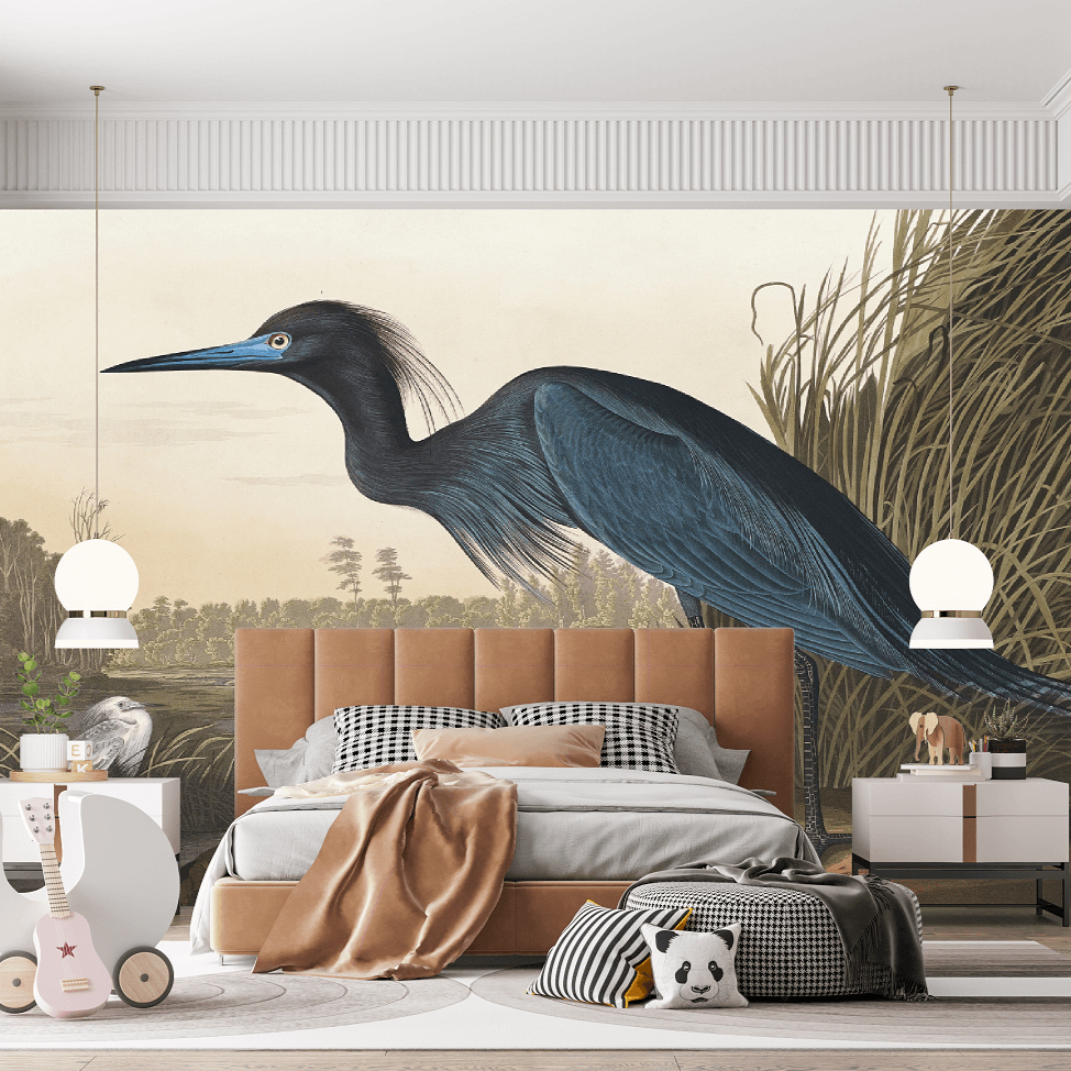 Blue Crane by J.J. Audubon Mural Wallpaper (SqM)